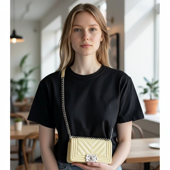 Chanel Boy Bag Size Small Yellow Caviar - Picture 4 of 11